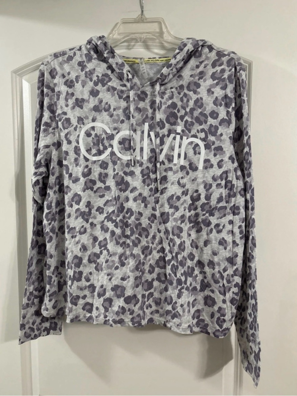 Calvin Klein Lavender Leopard Print Hooded Pullover